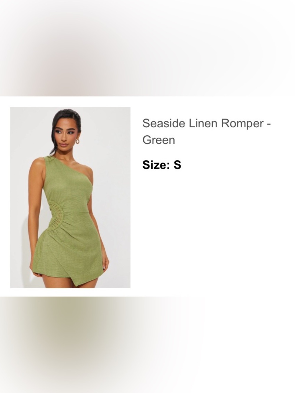 One-Shoulder Green Linen Mini Dress